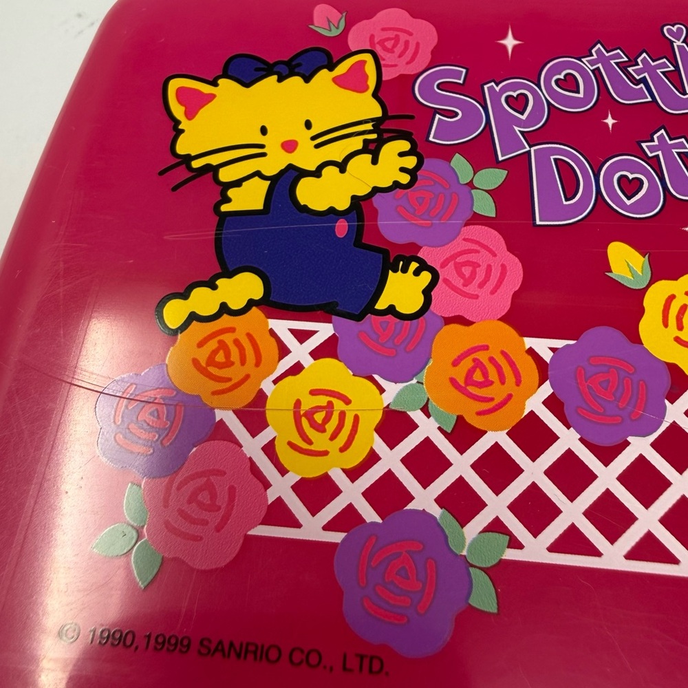 Sanrio Vintage 90s Spottie Dottie & Cat Pink Plastic Pencil/Stationary Box - Picture 5 of 15